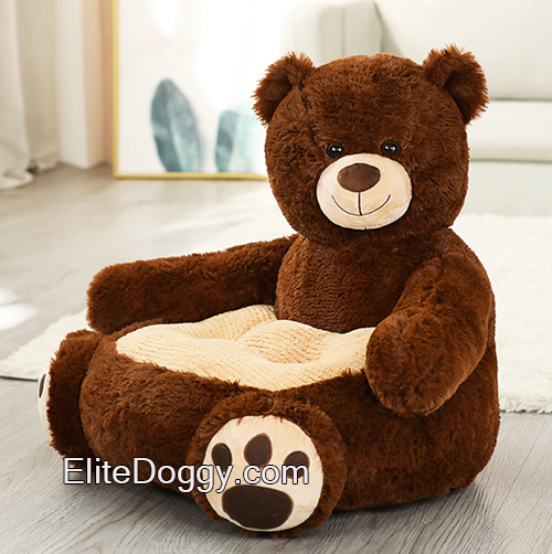 Плюшевый лежак для собак в коричневом цвете